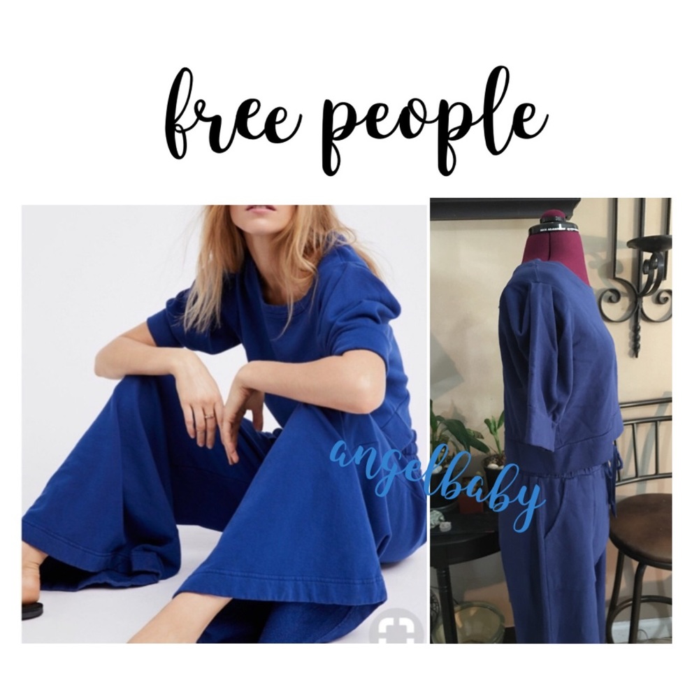 HP 💙 Free People Beach Wide Leg Pants and Crop Top Set in Navy! - Picture 12 of 16